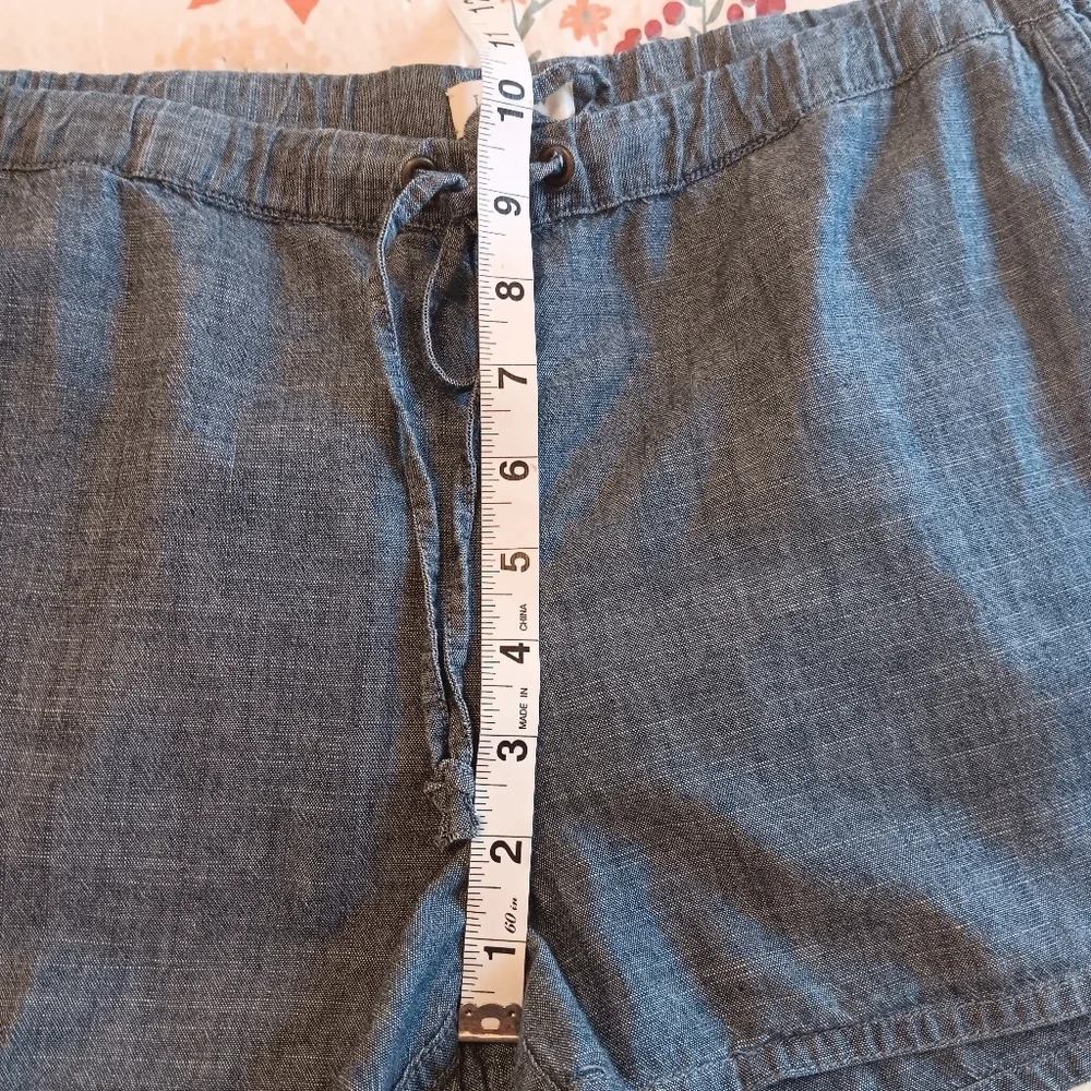 J. Crew Factory Drawstring Indigo Chambray Shorts 100%Cotton Lightweight Beach M